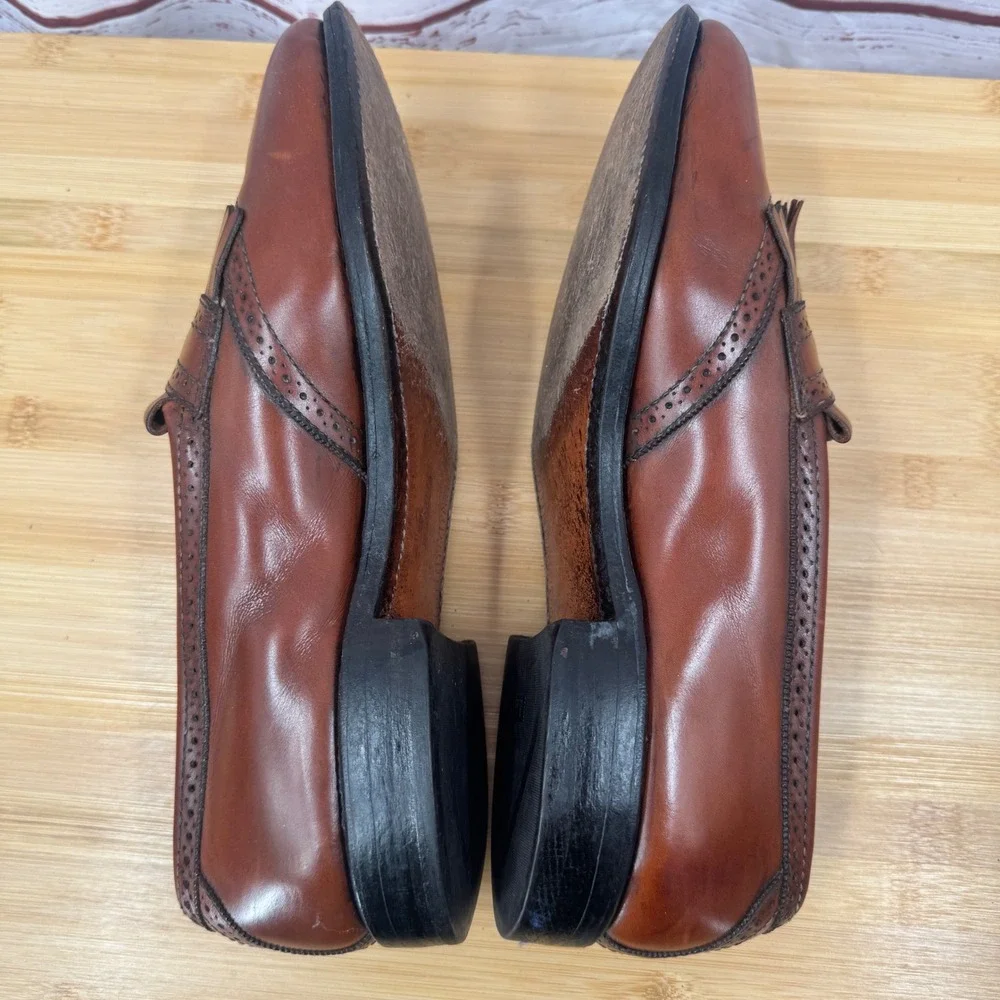 Allen‎ Edmonds Bridgton Tassel Loafer Wingtip Leather Mens Dress Shoes 8.5 Brown